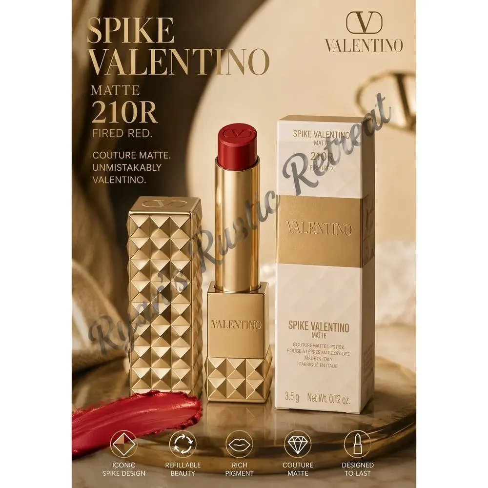 Valentino Spike Valentino Buttery Matte Lip Color 210R FIRE RED BNIB